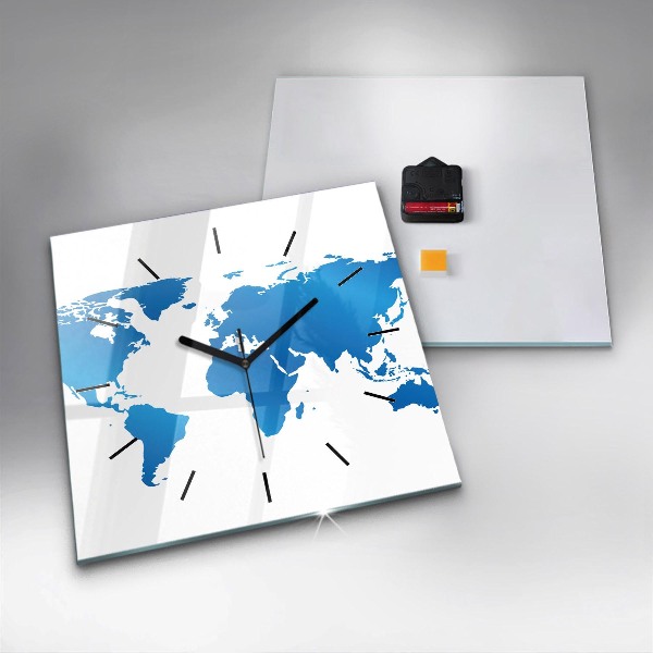 Square wall clock World map