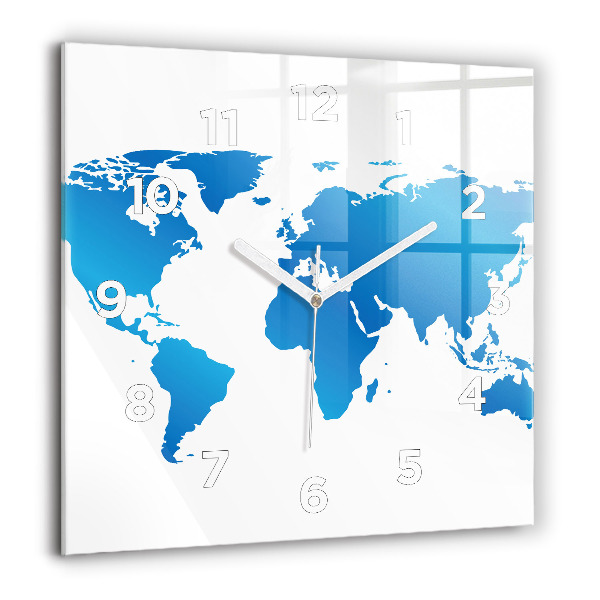 Square wall clock World map