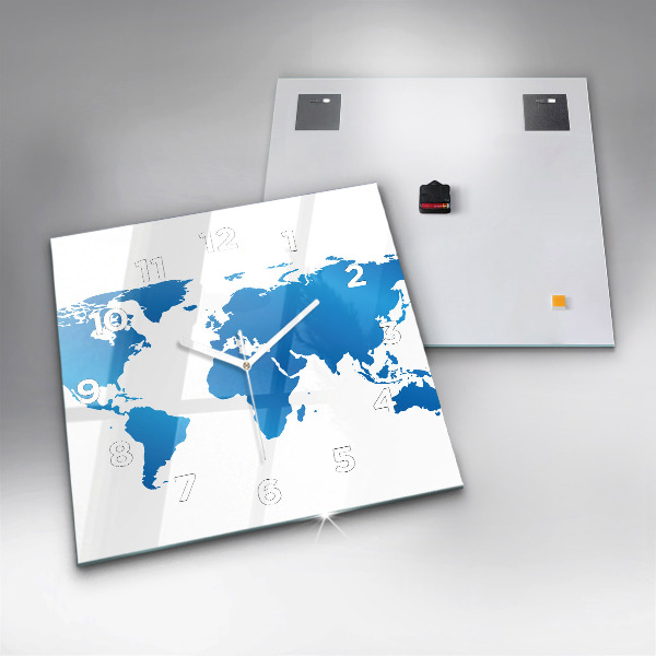 Square wall clock World map