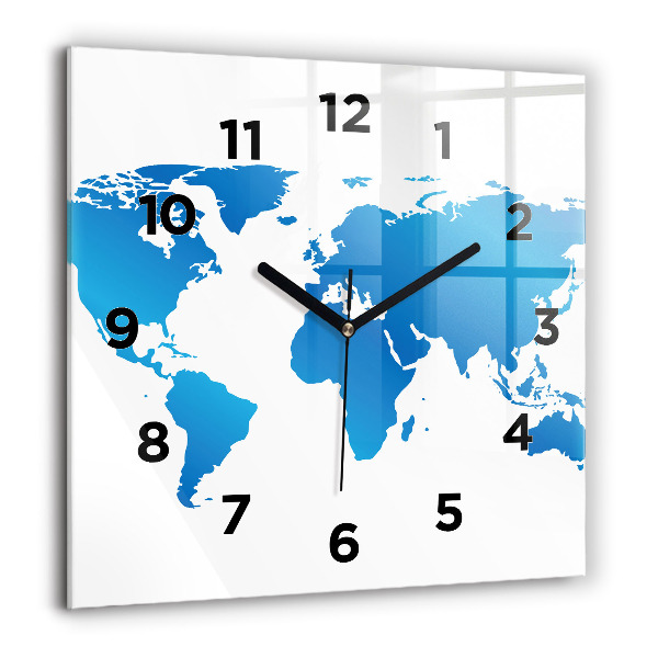 Square wall clock World map