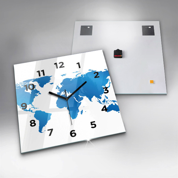 Square wall clock World map