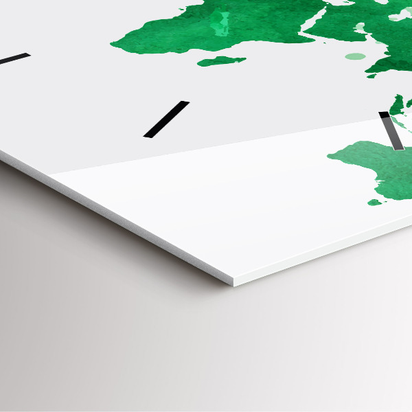 Square wall clock Green world map