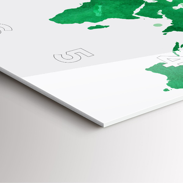 Square wall clock Green world map