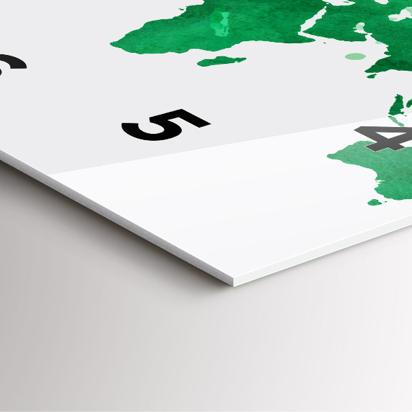 Square wall clock Green world map