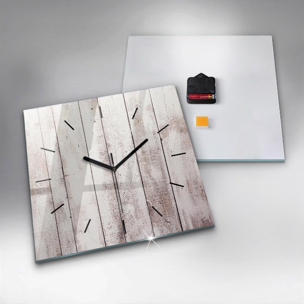 Square wall clock Light wood planks