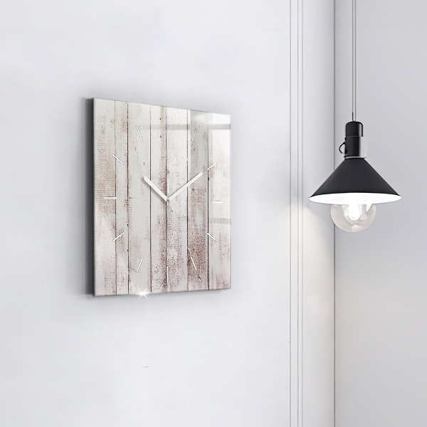 Square wall clock Light wood planks