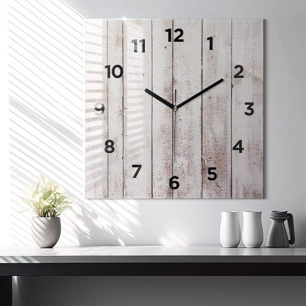 Square wall clock Light wood planks