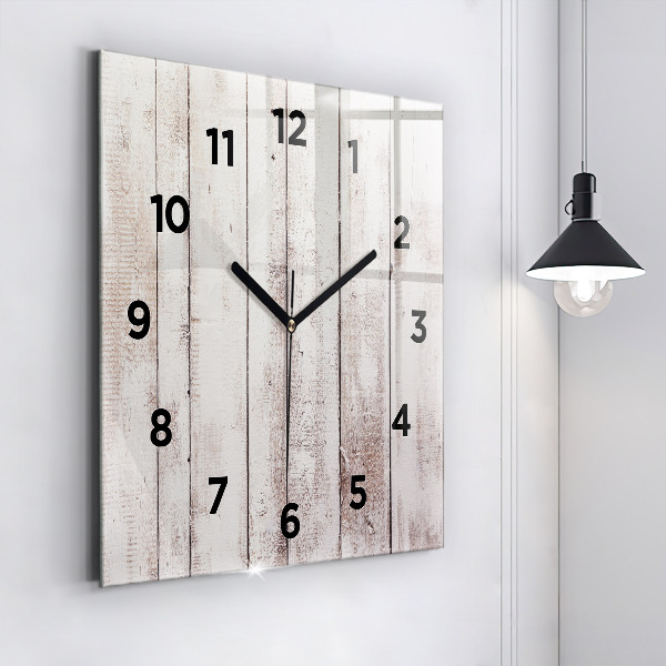 Square wall clock Light wood planks