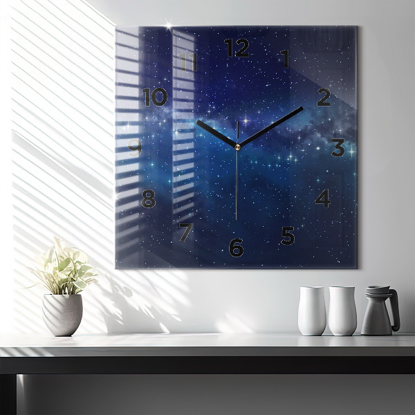 Square wall clock Dark sky stars