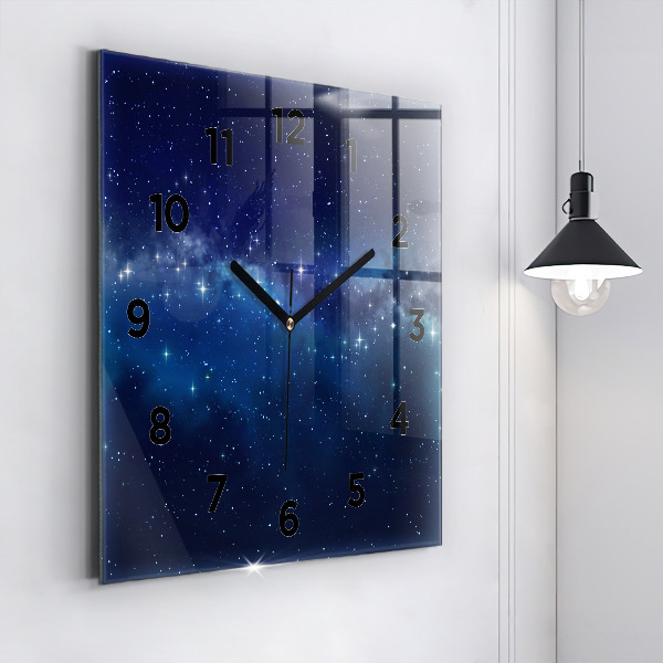 Square wall clock Dark sky stars