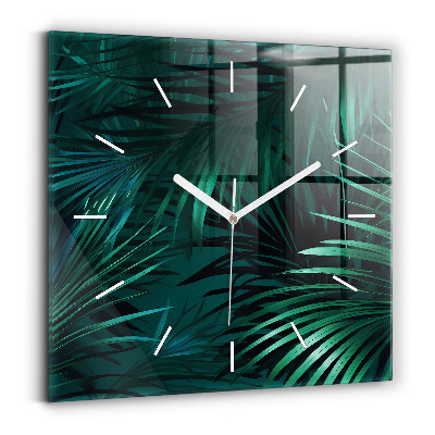 Square wall clock Tropical leaves