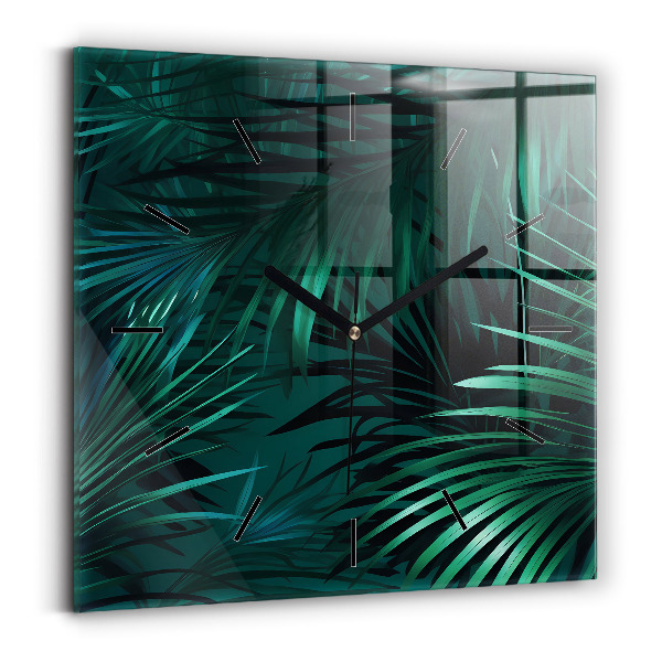 Square wall clock Tropical leaves