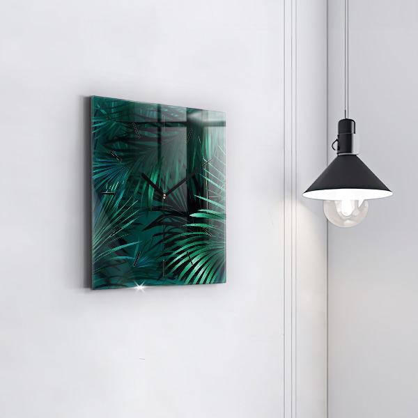 Square wall clock Tropical leaves