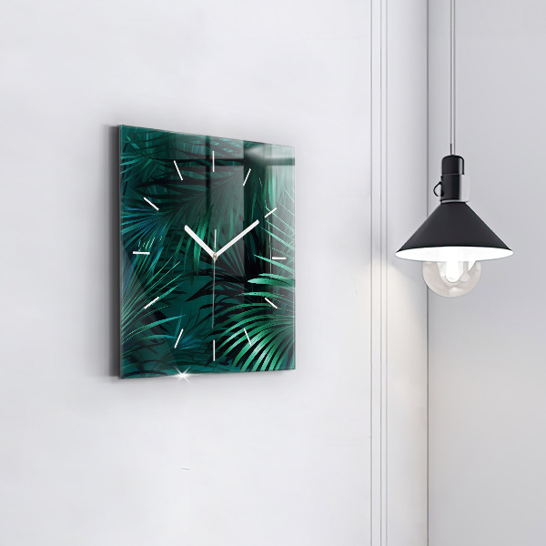 Square wall clock Tropical leaves