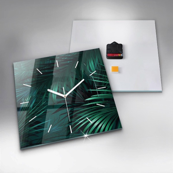 Square wall clock Tropical leaves