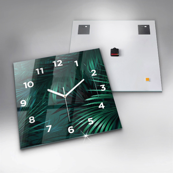 Square wall clock Tropical leaves