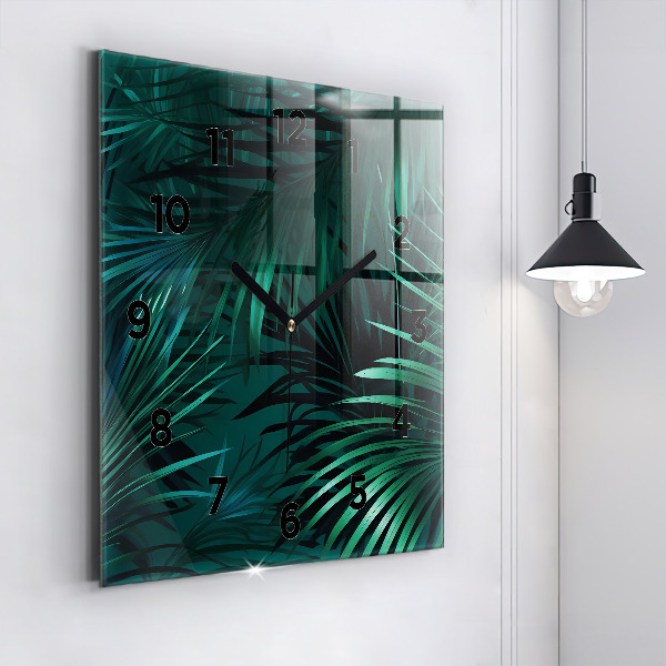 Square wall clock Tropical leaves