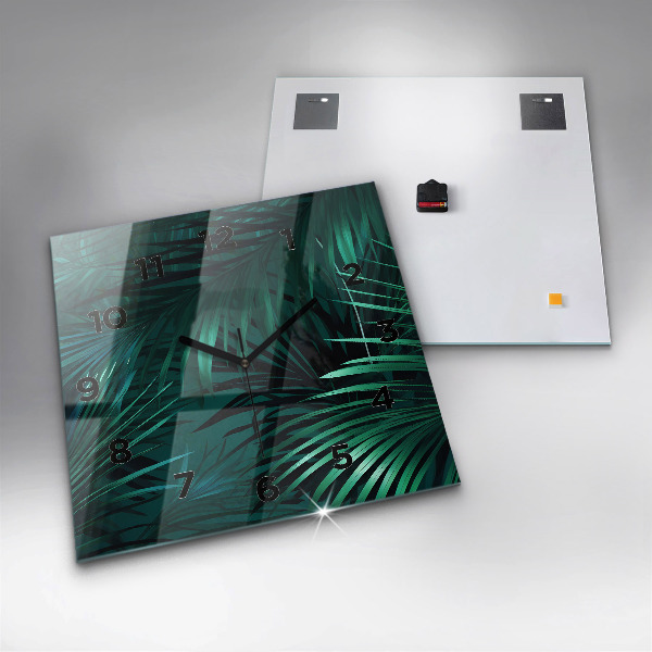 Square wall clock Tropical leaves