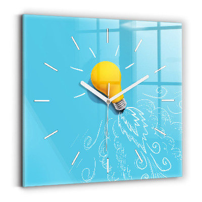 Square wall clock Light bulb drawing