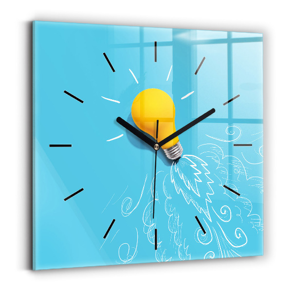 Square wall clock Light bulb drawing