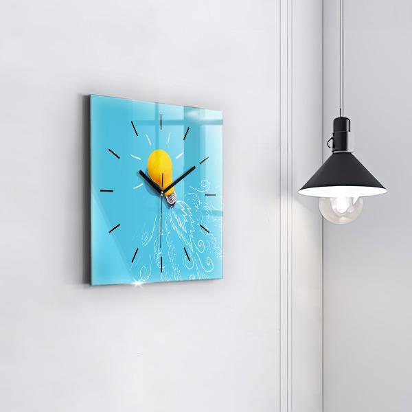 Square wall clock Light bulb drawing