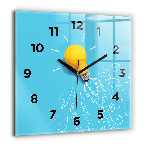 Square wall clock Light bulb drawing