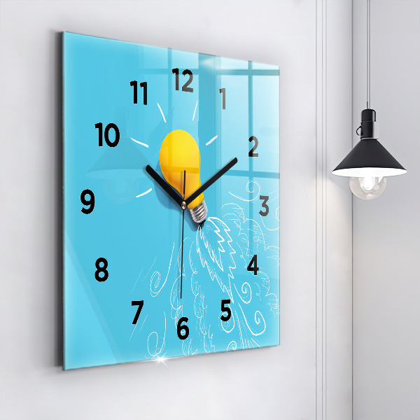Square wall clock Light bulb drawing