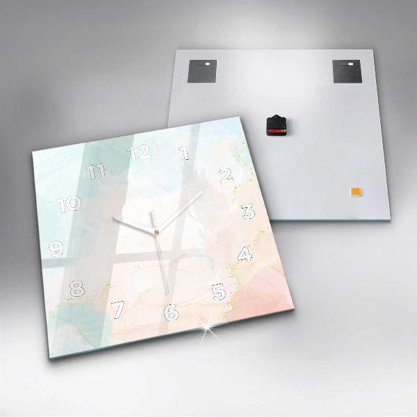 Square wall clock Watercolor marble