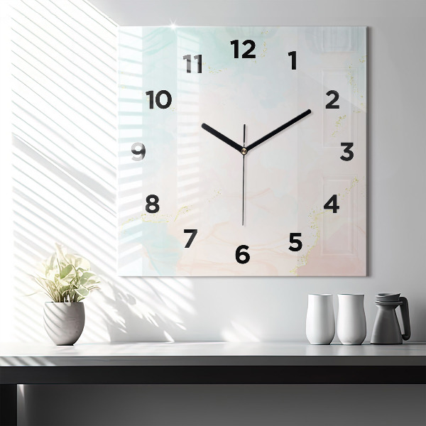 Square wall clock Watercolor marble