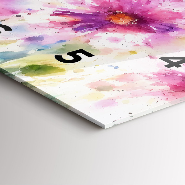 Square wall clock Painted flowers