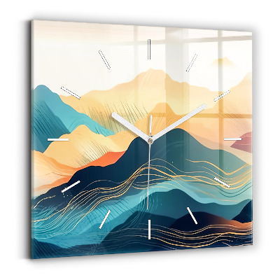Square wall clock Mountain landscape