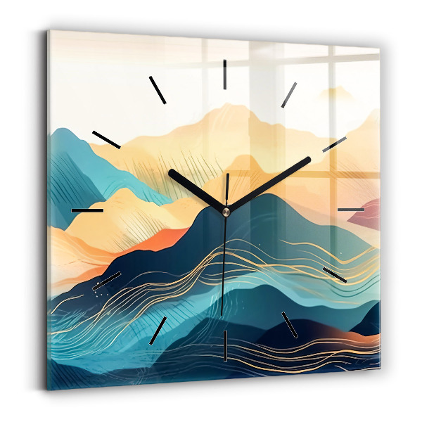 Square wall clock Mountain landscape
