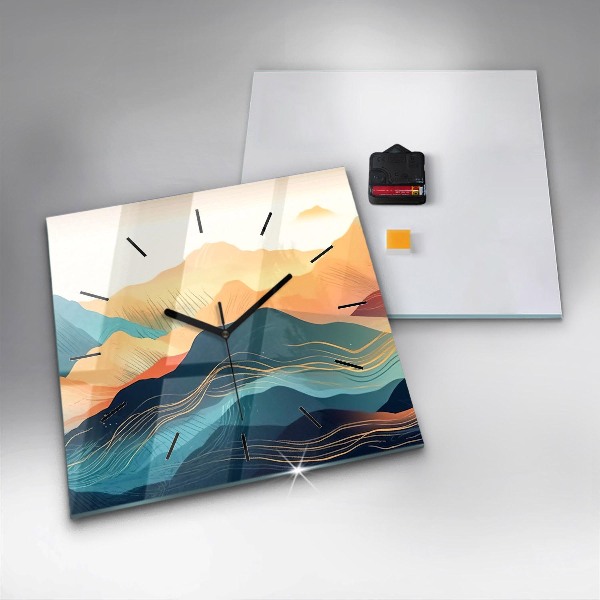 Square wall clock Mountain landscape