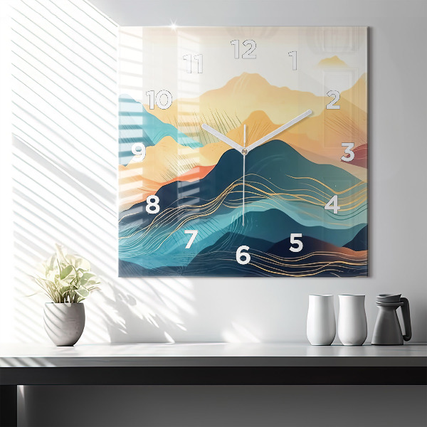Square wall clock Mountain landscape