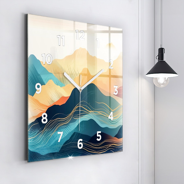 Square wall clock Mountain landscape