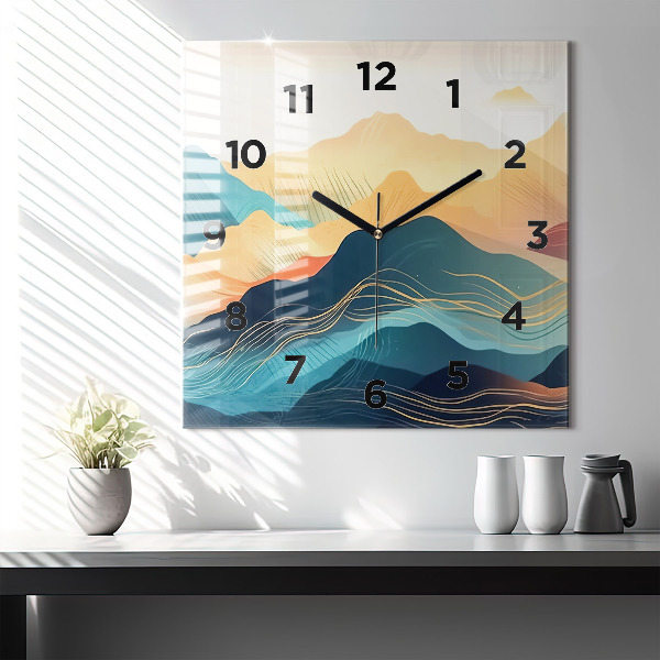 Square wall clock Mountain landscape