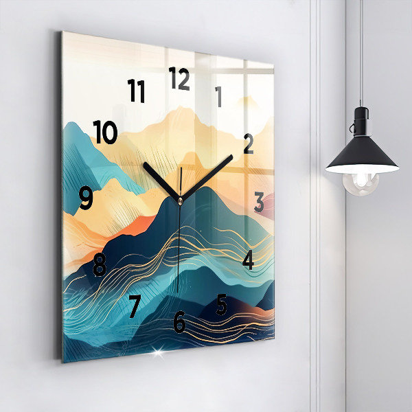 Square wall clock Mountain landscape