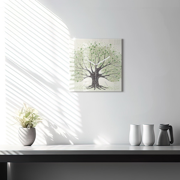 Square wall clock Big tree nature
