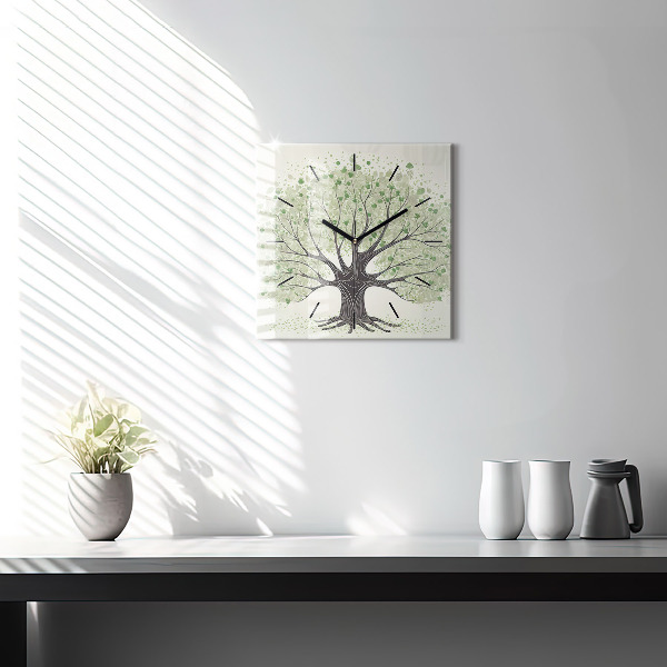 Square wall clock Big tree nature