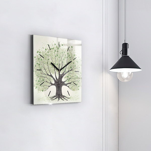 Square wall clock Big tree nature