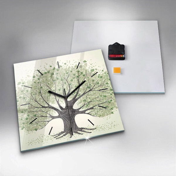 Square wall clock Big tree nature