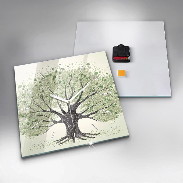 Square wall clock Big tree nature