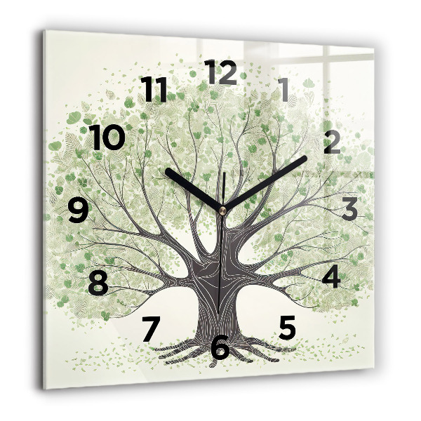 Square wall clock Big tree nature