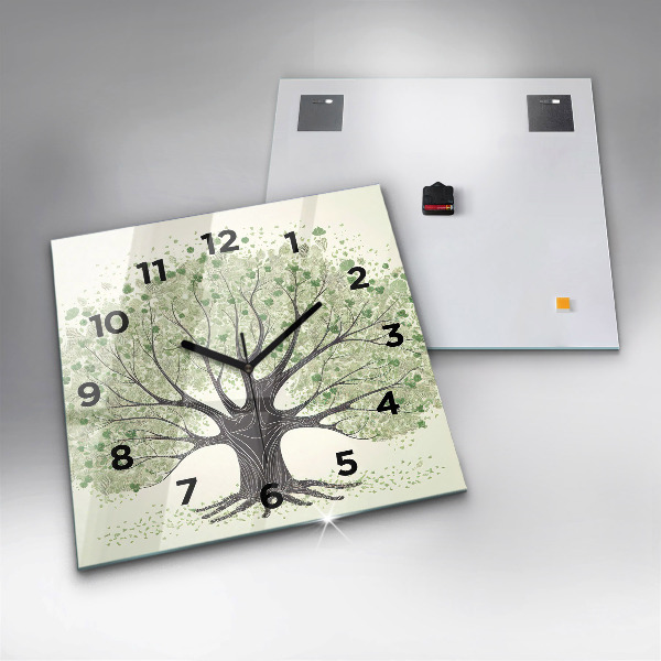Square wall clock Big tree nature