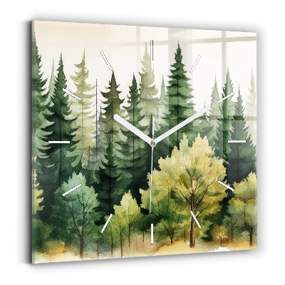 Square wall clock Landscape forest