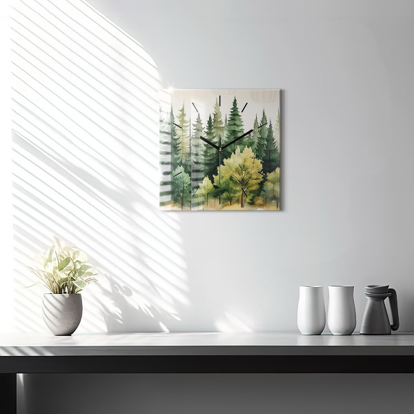Square wall clock Landscape forest