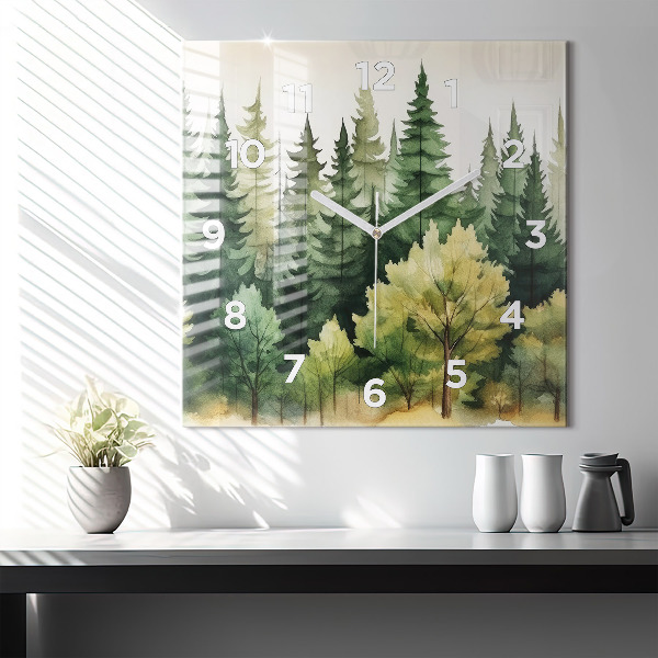 Square wall clock Landscape forest
