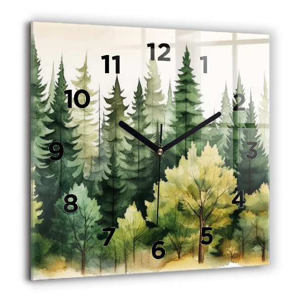 Square wall clock Landscape forest