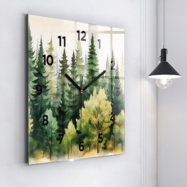 Square wall clock Landscape forest