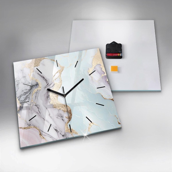Square wall clock Pastel marble